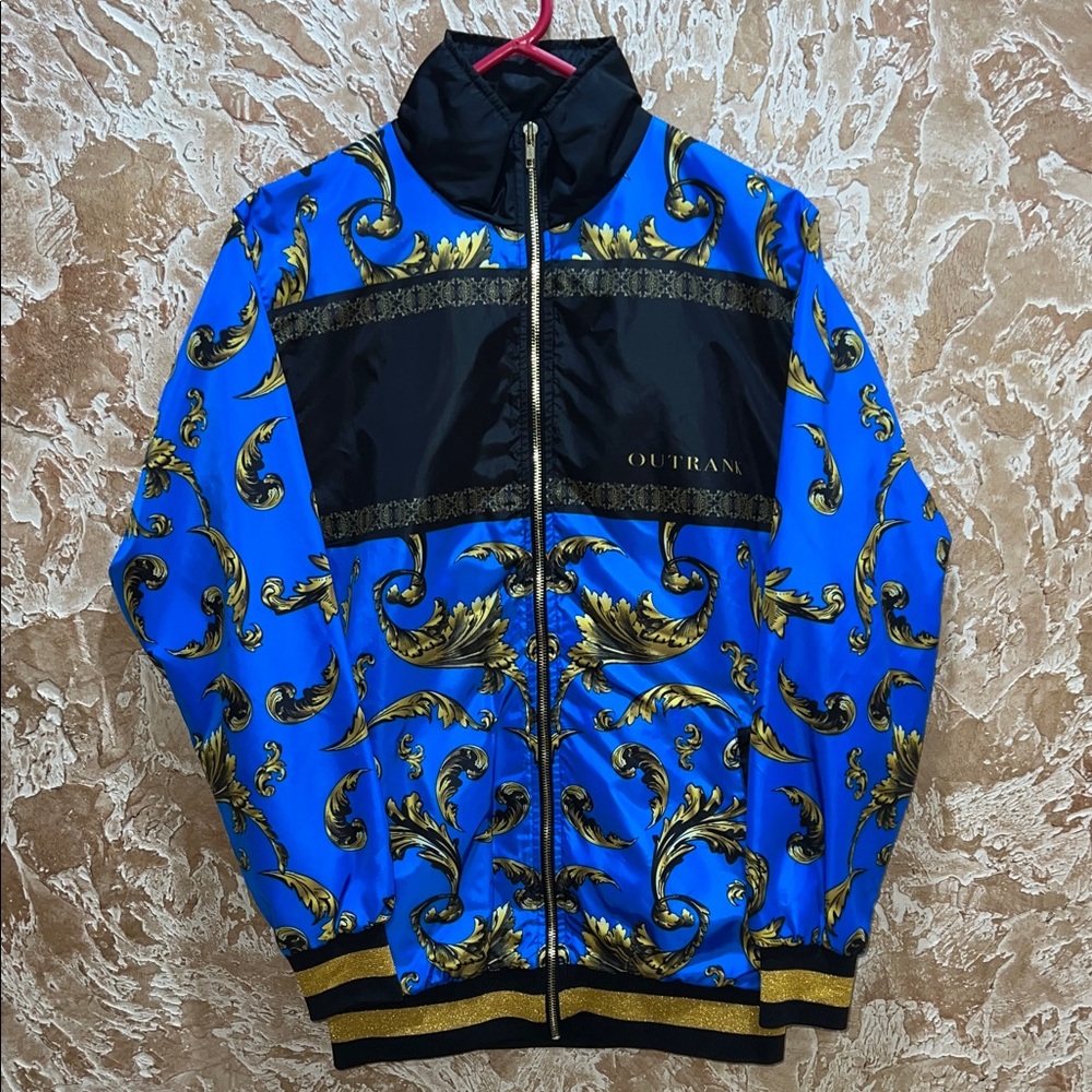 Men's Blue and Gold Bomber Jacket